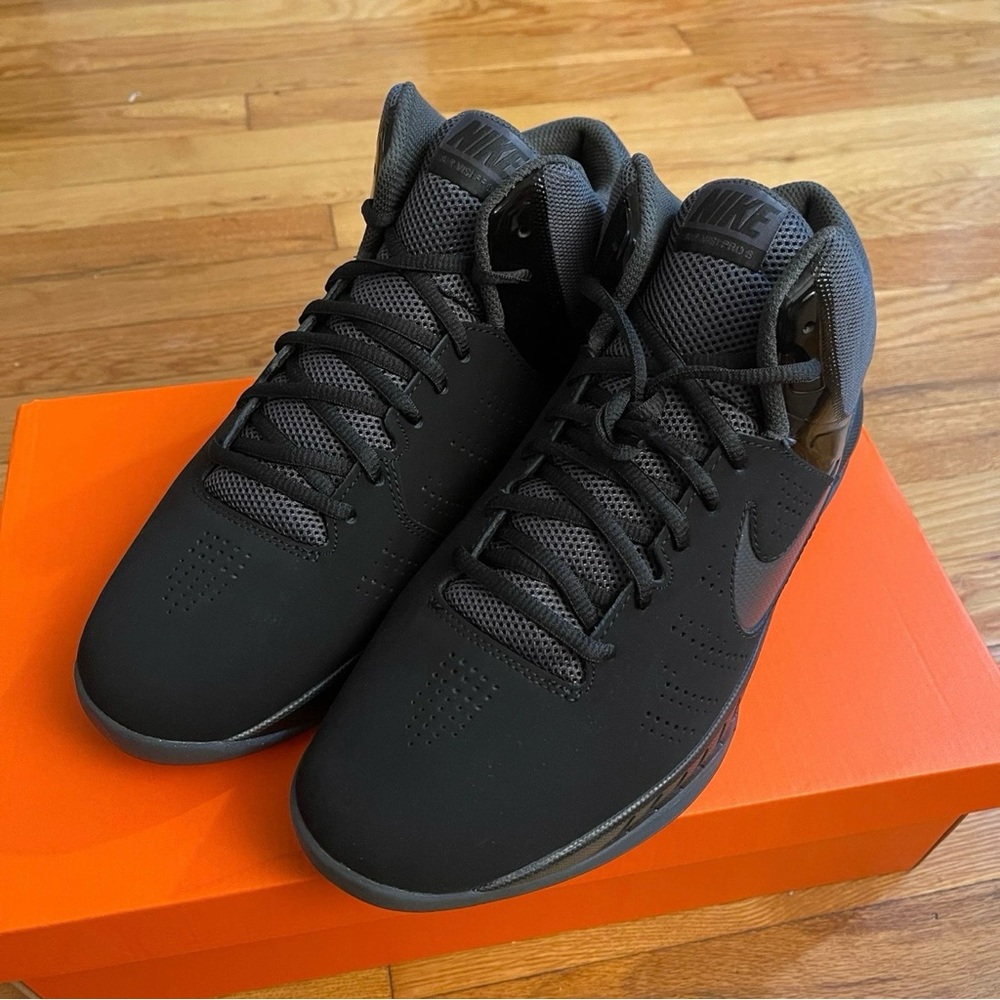 Nike Air Visi Pro 6 Black Suede Basketball Shoes 749168 003 Men's Size 13